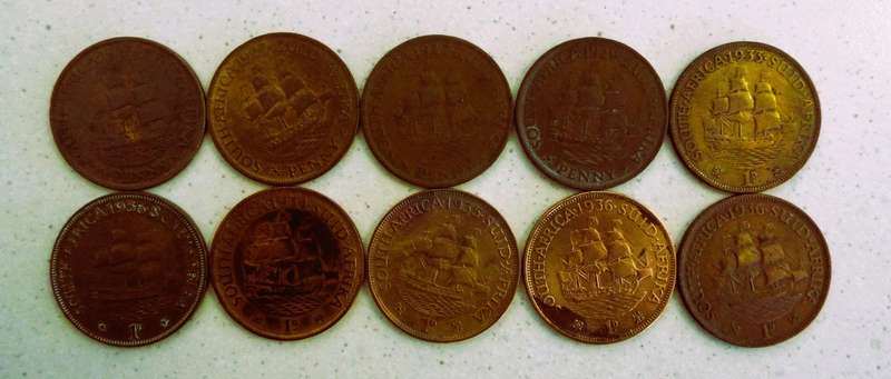 10 x king George the v  penny coins