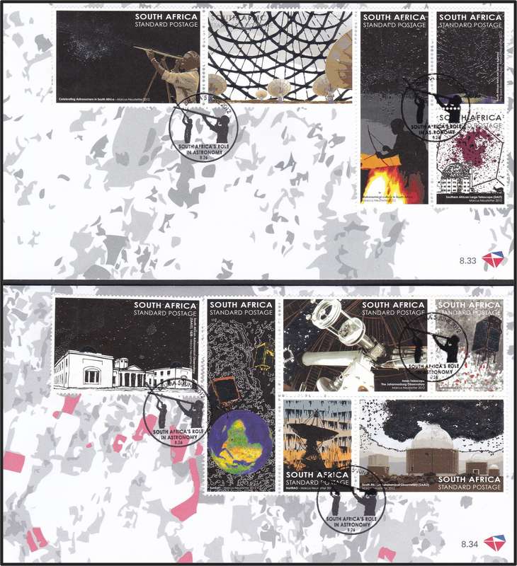 2012 RSA Astronomy Sheetlet & FDC 8.33 & 8.34  @  R630
