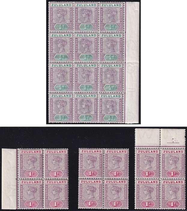 1894/6 Zululand ½d & 1d UMM(**) Positional Pieces  @ CV  R4,500+