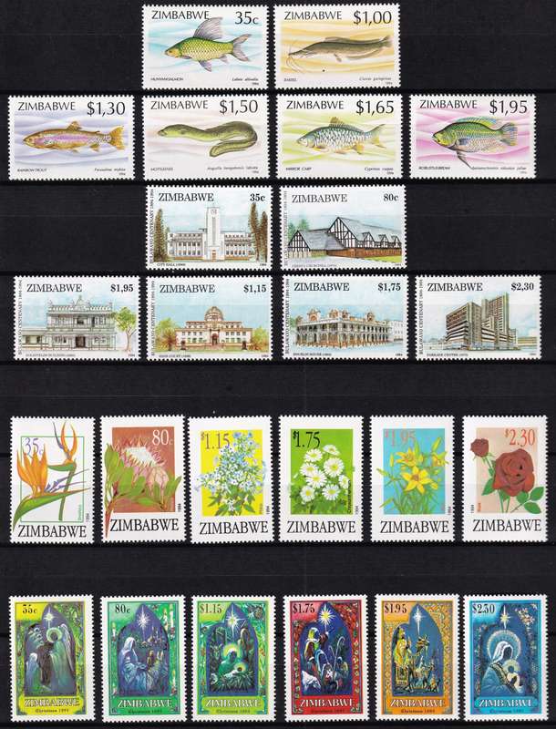 1993-1995 Zimbabwe UMM(**) Year Issues Complete @ CV  R1,500+