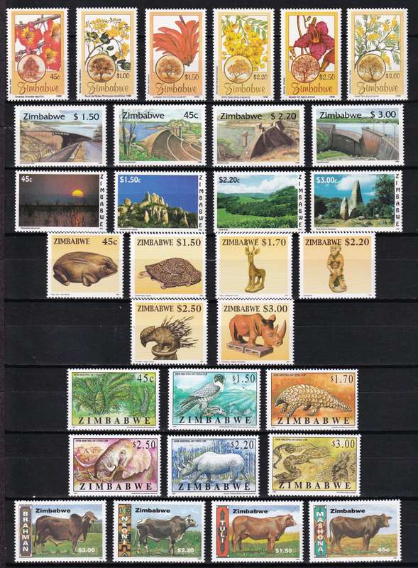 1996-1999 Zimbabwe UMM(**) Year Issues Complete @ CV  R1,500+