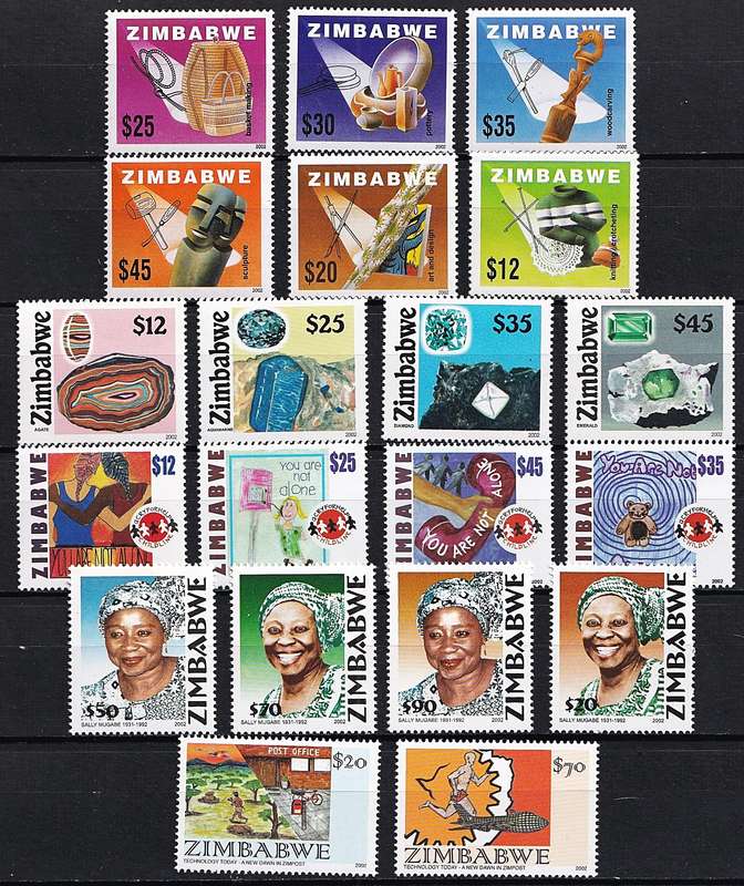 2002 Zimbabwe UMM(**) Year Issues & Minisheets Complete @ CV  R1,300+