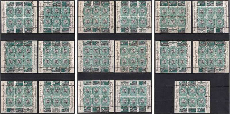 17 x Different 1936 Union 1d  JIPEX Sheetlet Issues MM/UMM - Difficult Collection