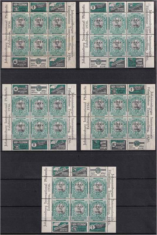 17 x Different 1936 Union 1d  JIPEX Sheetlet Issues MM/UMM - Difficult Collection