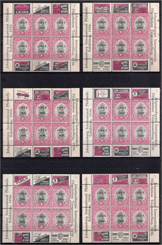 17 x Different 1936 Union 1/2d  JIPEX Sheetlet Issues MM/UMM - Difficult Collection