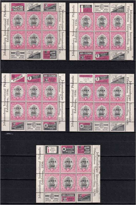 17 x Different 1936 Union 1/2d  JIPEX Sheetlet Issues MM/UMM - Difficult Collection