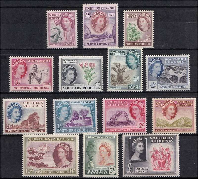 1953 Southern Rhodesia QEII Fresh UMM(**) Set  @ CV  R2,416