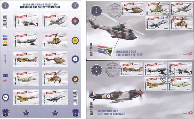 2020 RSA SA Air Force  SACC.2334 Self Adhesive Sheetlet &  2 x FDCs  @ CV  R1,050
