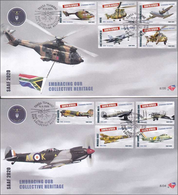 2020 RSA SA Air Force  SACC.2334 Self Adhesive Sheetlet &  2 x FDCs  @ CV  R1,050