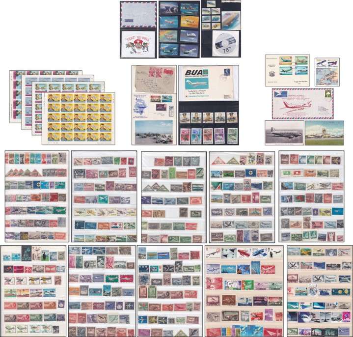 Folder with Huge Lot of Aircraft Thematic Stamps & Covers - Great Lot!!!