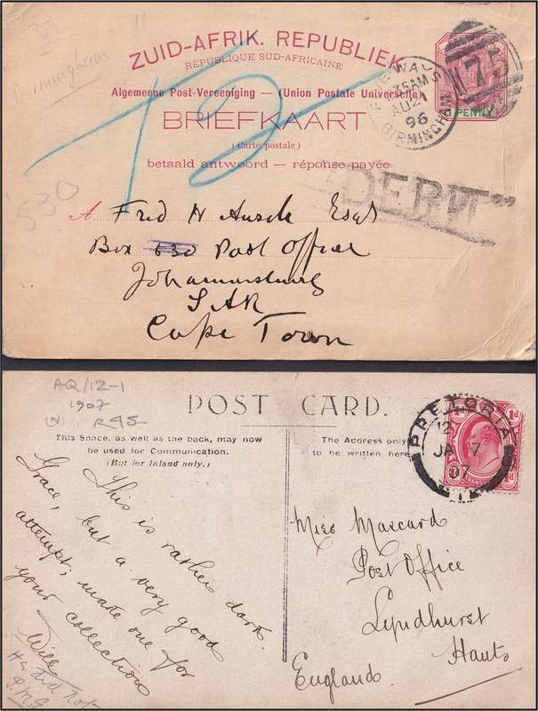 Early Transvaal/ZAR Postcards/Covers/Postmarkng (x14)- Nice Study Lot