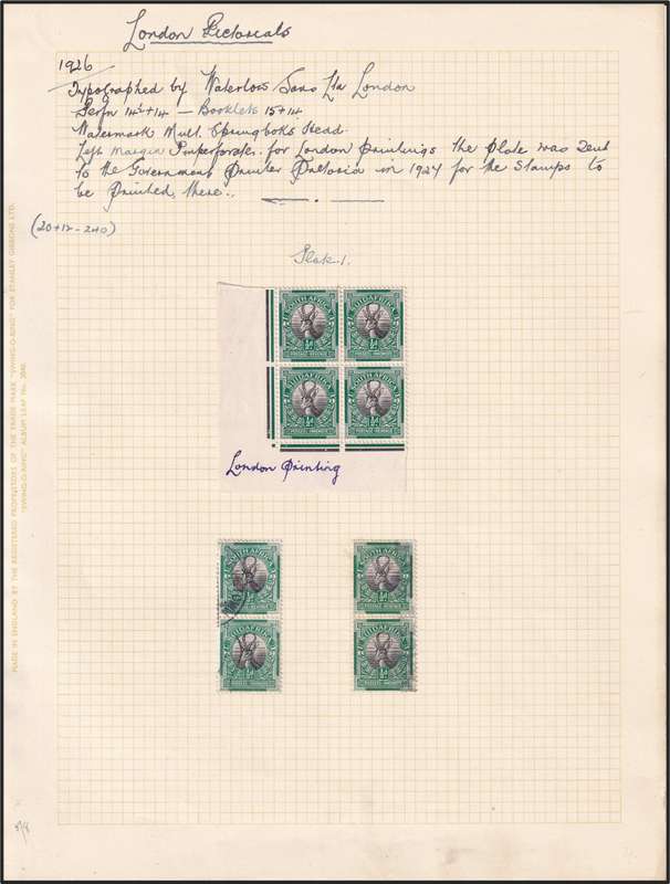1926/7 Union London Printing Issues Written Up Study on Pages & Varieties