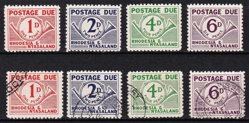 1961 Rhodesia & Nyasaland Postage Due VFU & UMM(**) Sets  @ R820