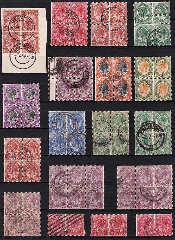 1913 Union King's Head POSTMARK Lot, Singles, Pairs & Blocks - Some V/Scarce!