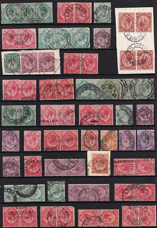 1913 Union King's Head POSTMARK Lot, Singles, Pairs & Blocks - Some V/Scarce!
