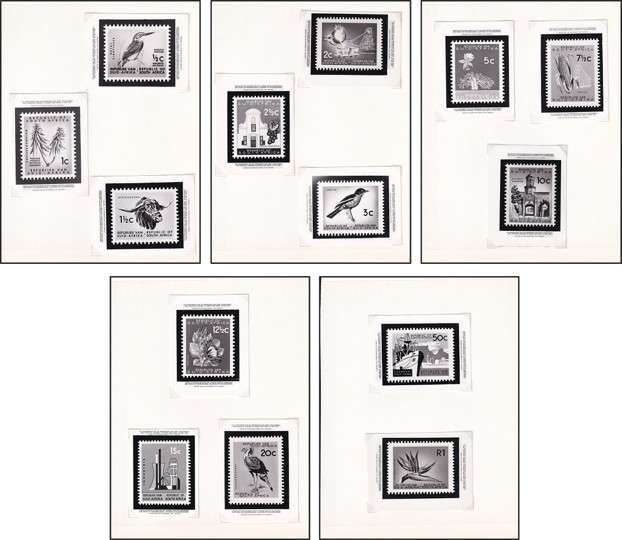 1961 RSA 1st Definitive Complete Set of Philatelic Buro Media Releases/Proofs