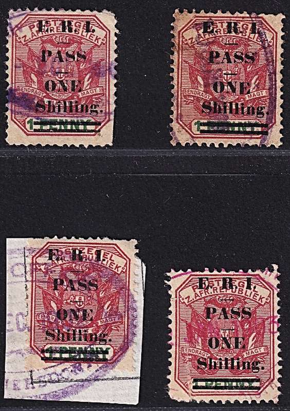 ZAR "PASS" Overprint on E.R.I. Issues Used x 4