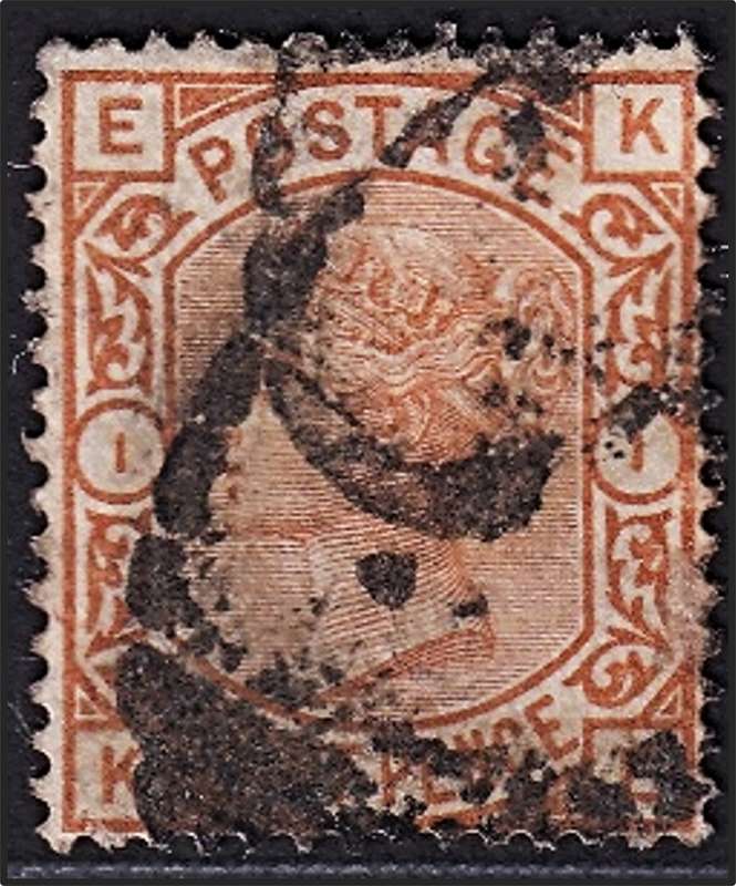 1876 Great Britain QV 8d Orange, SG.156, Plate 1  @ CV  R9,500+