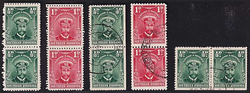 1924 Southern Rhodesia KGV UMM/MM & VFU Vertical BOOKLET Pairs - Scarce Items!
