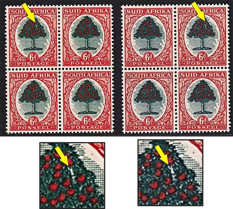 1950 Union 6d MM/UMM UHB Var.3 (Scratch In Tree) on both the CC.118 & 118a issues