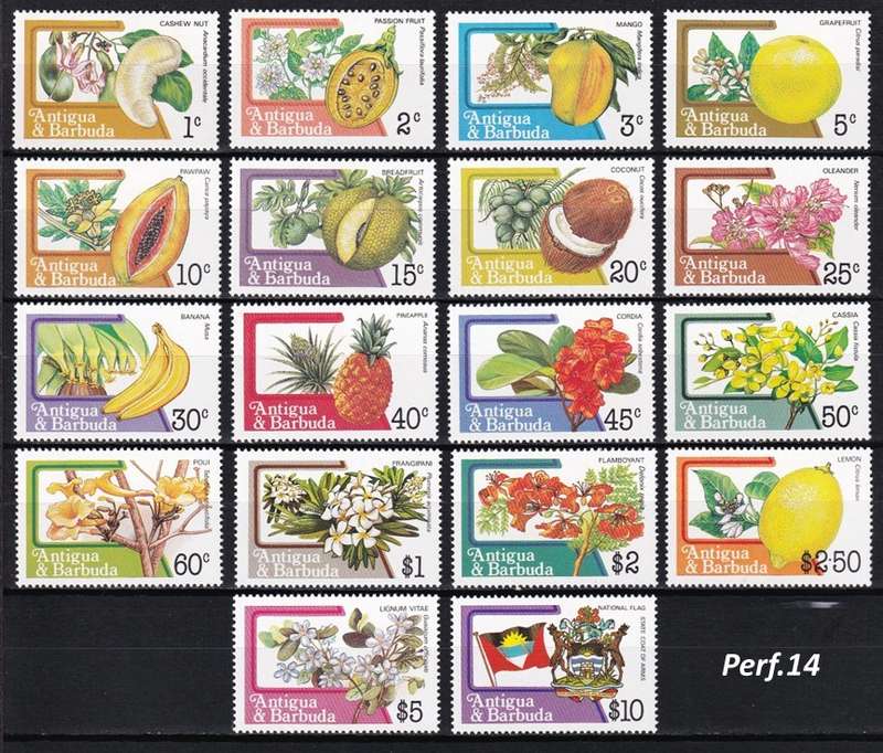 1983 Antigua & Barbuda UMM(**) Flower & Fruit Perf.12 & Perf.14 Full Sets @ CV  R2,600+