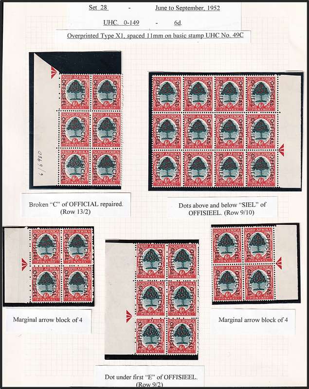 1950/4 Union 6d Mostly UMM(**) CC.45a Positional Pieces & Varieties Described