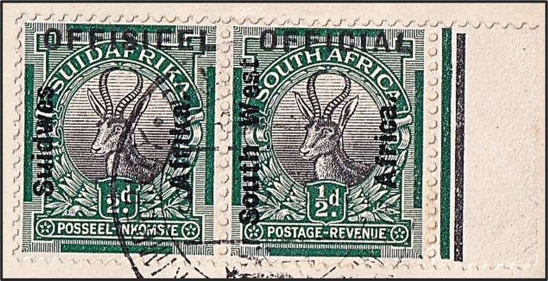 Unique 1931 SWA Cover - ½d/1d Officials (O1/O2) - Huge Opt Shift  @ CV  R27,000 + Variety