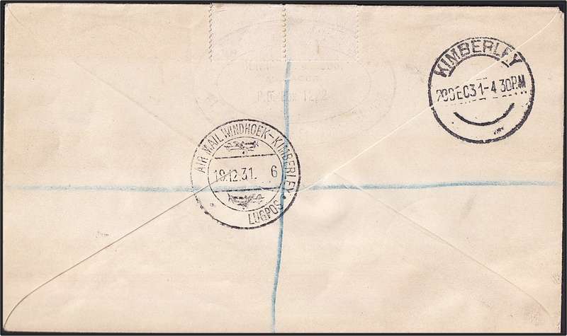 Unique 1931 SWA Cover - ½d/1d Officials (O1/O2) - Huge Opt Shift  @ CV  R27,000 + Variety