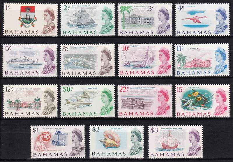 1967/71 Bahamas QEII MM(*) Decimal Set SG.295/309 @ CV  R1,050+