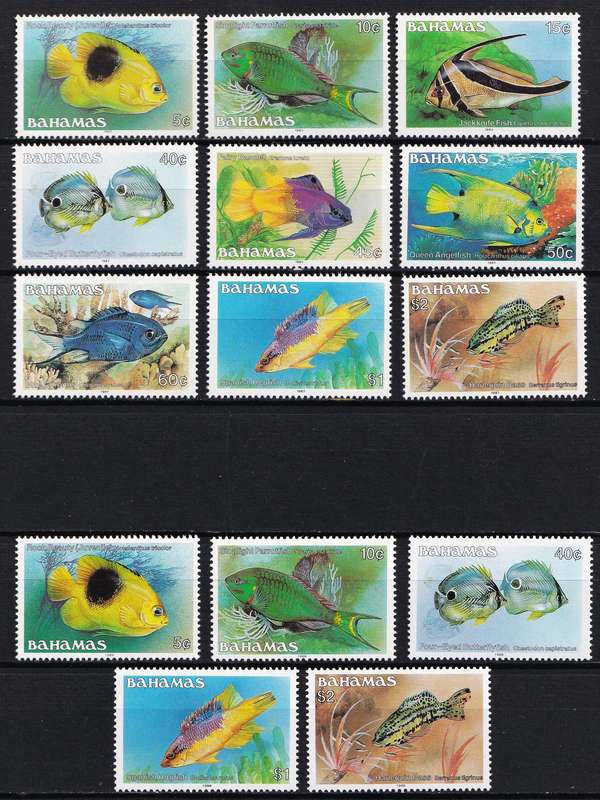 1986 Bahamas UMM(**) Fishes Sets to $2(Date Centred), SG.758a/770a & SG.791/8 @ CV  R1,450+
