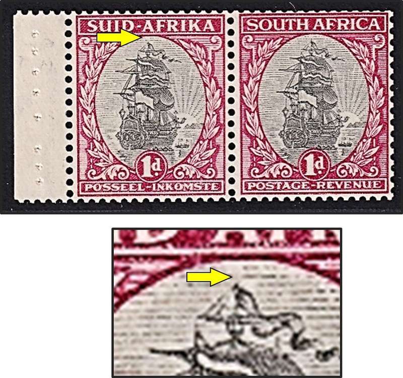 1934 Union 1d UMM(**) Booklet Variety - Missing Top Mast - RARE