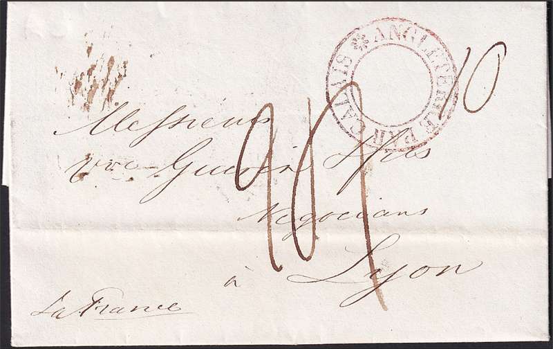 1837 French Wrapper from Calais-Angleterre to Lyon