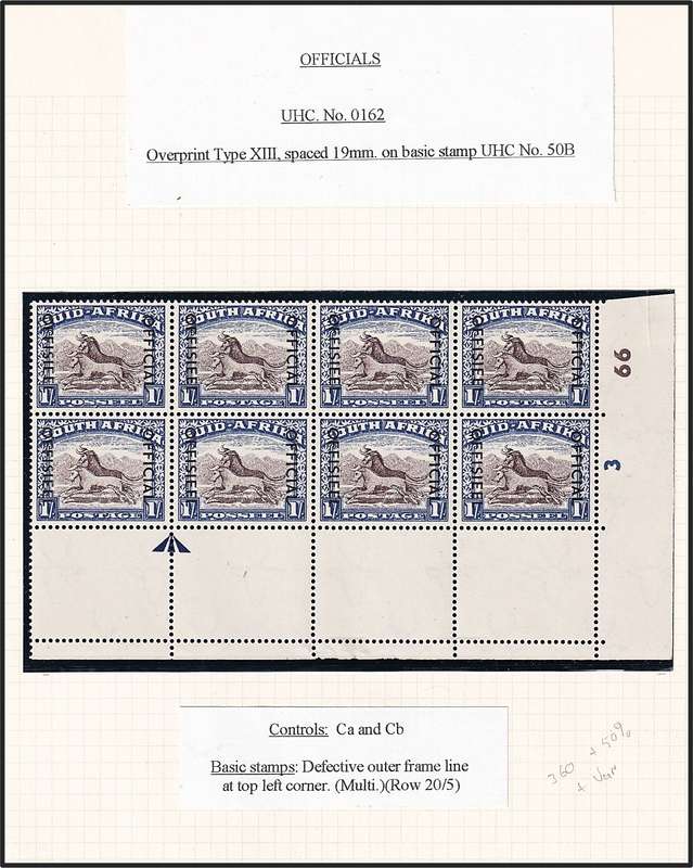 1950/4 Union 1/- Officials MM/UMM with Varieties Described - High CV Lot!!!
