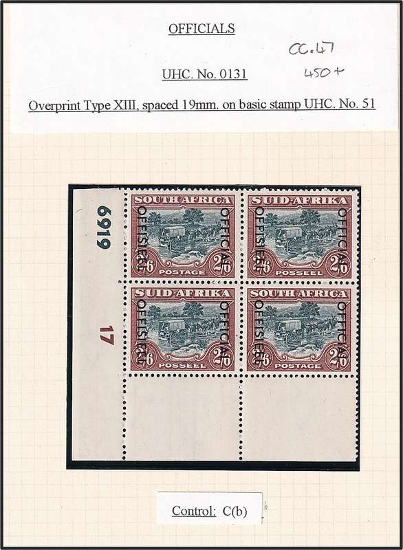 1950/4 Union 2/6 Officials (CC.47/47b) MM/UMM with Varieties Described @ CV  R12,450+