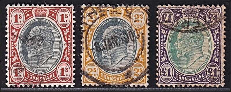 1903 Transvaal KEVII VFU S/Set to £1, Wmk Crown CA (CC.262/4)  @ CV  R5,850