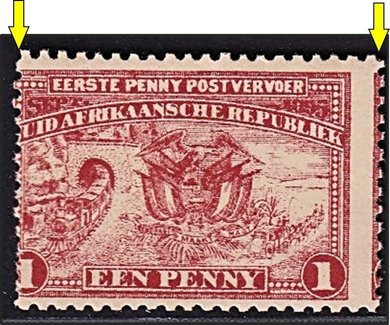 1895 ZAR 1d UMM(**) Variety - Vertical Perf Shift Through Stamp Design