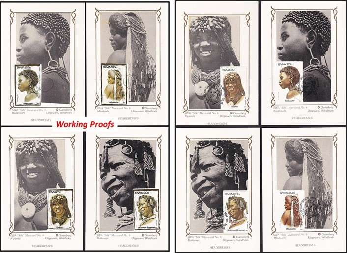 1984 SWA Headdresses SILK Maxicard No.6 Set (018 of 500) & WORKING PROOF SET