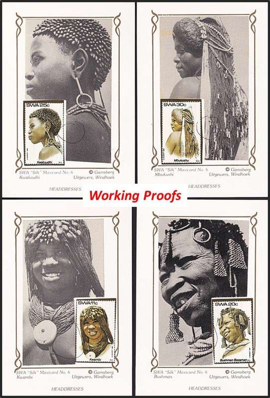 1984 SWA Headdresses SILK Maxicard No.6 Set (018 of 500) & WORKING PROOF SET