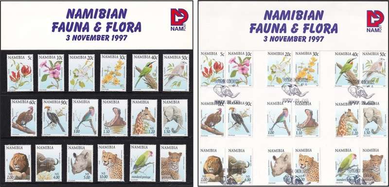 1997 Namibia Fauna & Flora NAMPOST Presentation Pack (UMM Set & Used Set on Folder)