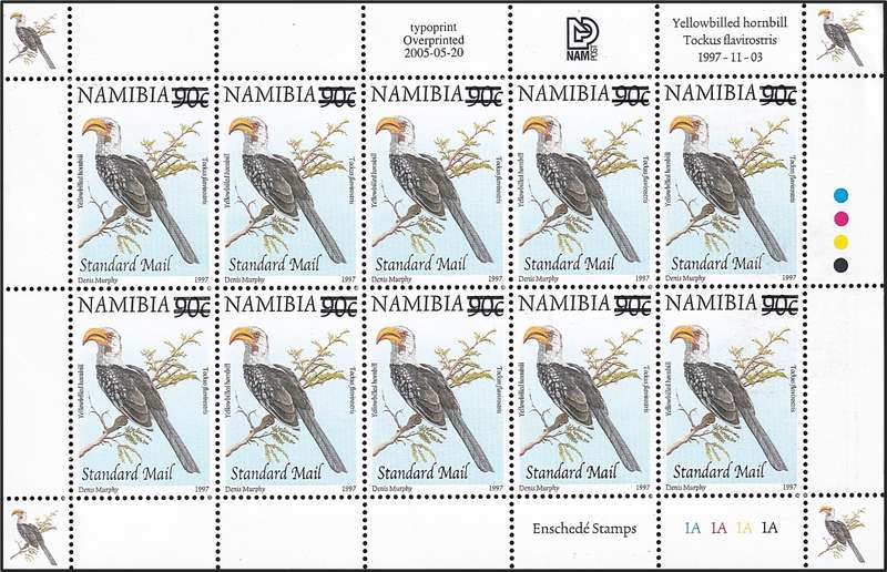 2005 Namibia Surcharged Standard Mail on 90c Full UMM(**) Sheetlet, CC.489 @ R1,000+