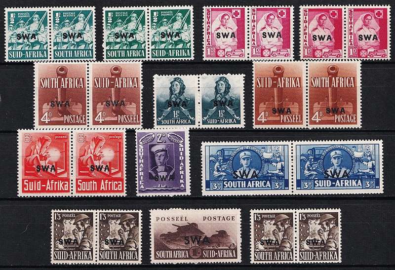 1941/2 SWA Large War Effort Full UMM(**) Set, Varieties & 1/3 (CC.158/8a)  @ CV  R2,025