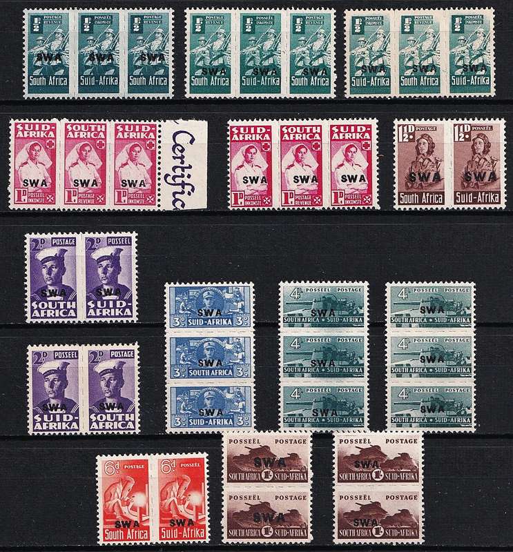 1942/4 SWA Small War Effort Full UMM(**) Set & All Listed Varieties  @ CV  R1,620