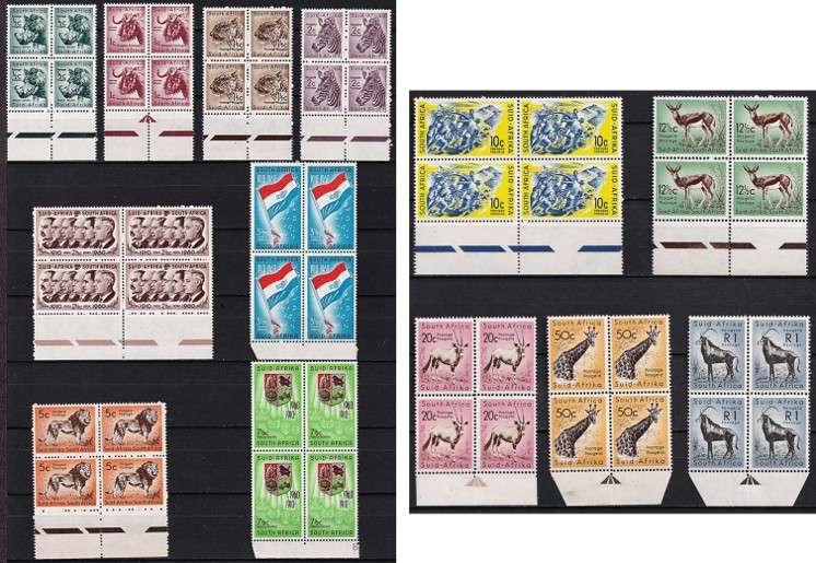 1961 Union Decimal Definitive in UMM(**) Marginal/Arrow Blocks of 4 @ CV  R3,208+