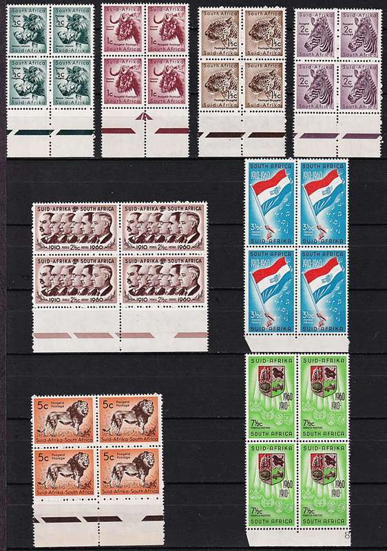 1961 Union Decimal Definitive in UMM(**) Marginal/Arrow Blocks of 4 @ CV  R3,208+