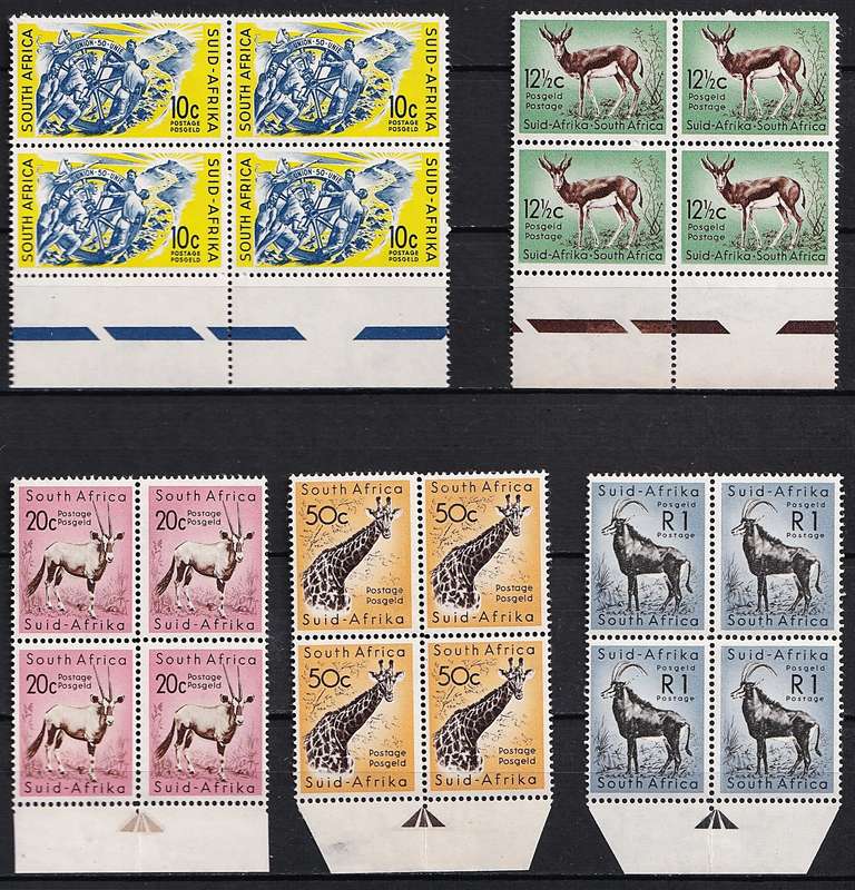 1961 Union Decimal Definitive in UMM(**) Marginal/Arrow Blocks of 4 @ CV  R3,208+