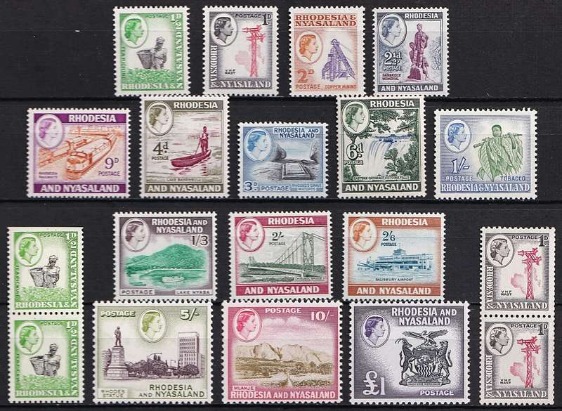 1959 Rhodesia & Nyasaland Fresh UMM(**) Set & Both Coil Pairs  @ CV  R2,937