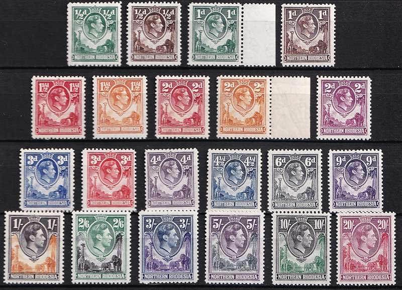 1938 Northern Rhodesia KGVI Full UMM(**) Set of 21  @ CV  R5,864
