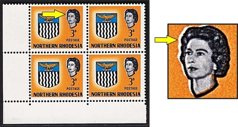 1963 Northern Rhodesia QEII 3d  UMM(**) Corner with Headplate Shift to the Right
