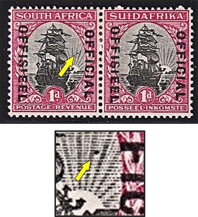 1930 Union 1d Official MM(*) CC.13b UHB Roto Variety - Black Mark in Sunrays