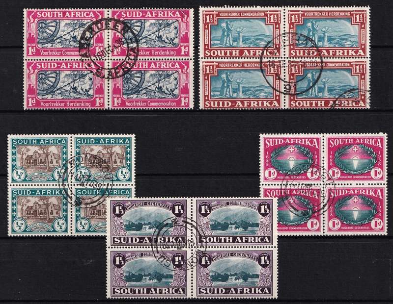 1933/39 Union Voortrekker & Huguenot VFU Sets/Blocks, Some Nice Cancels